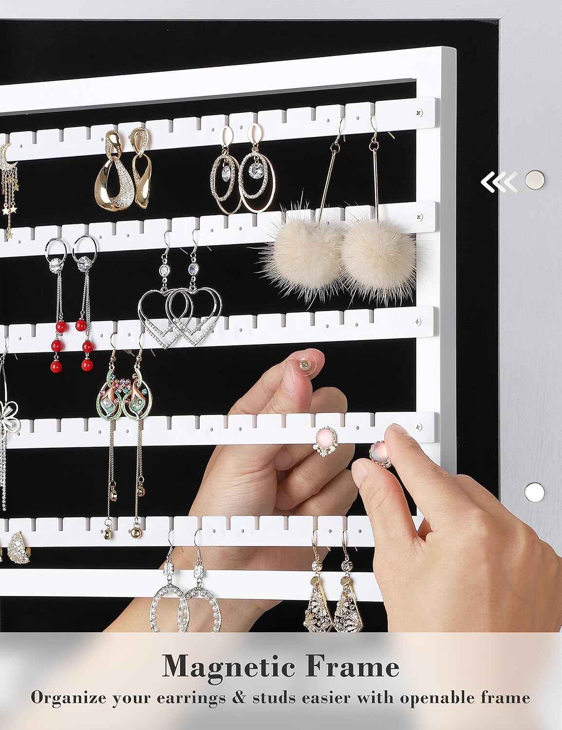 Large Capacity Lockable Jewelry Wall Cabinet with Lock