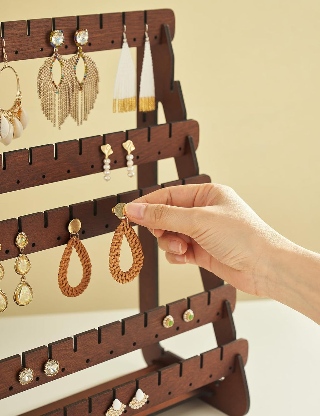 Wood Earring Stand Organizer Stud Earrings