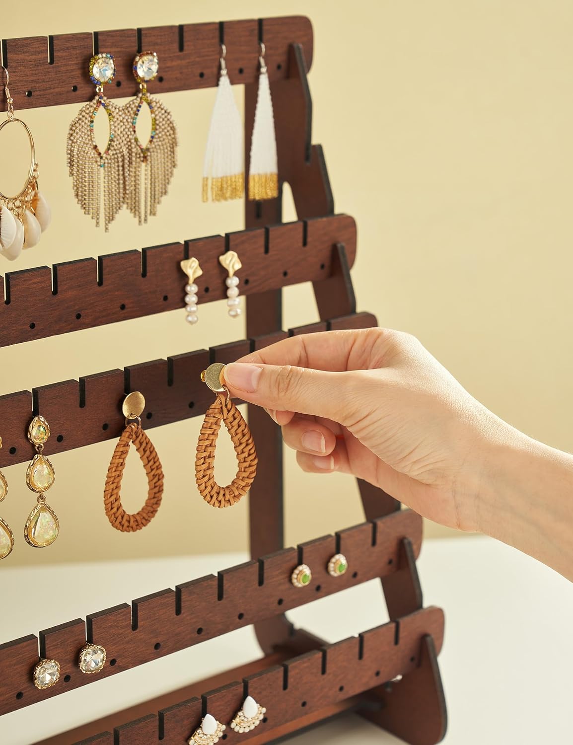 Wood Earring Stand Organizer Stud Earrings