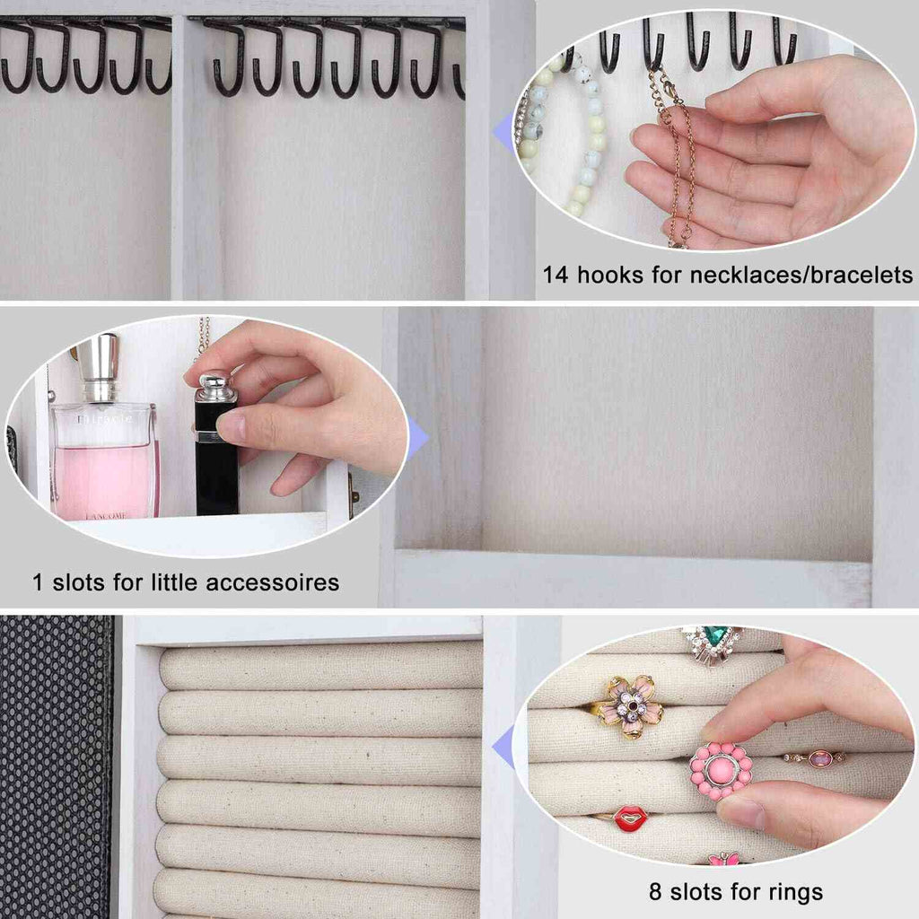 Rustic Wood Wall Jewelry Organizer Storage Box