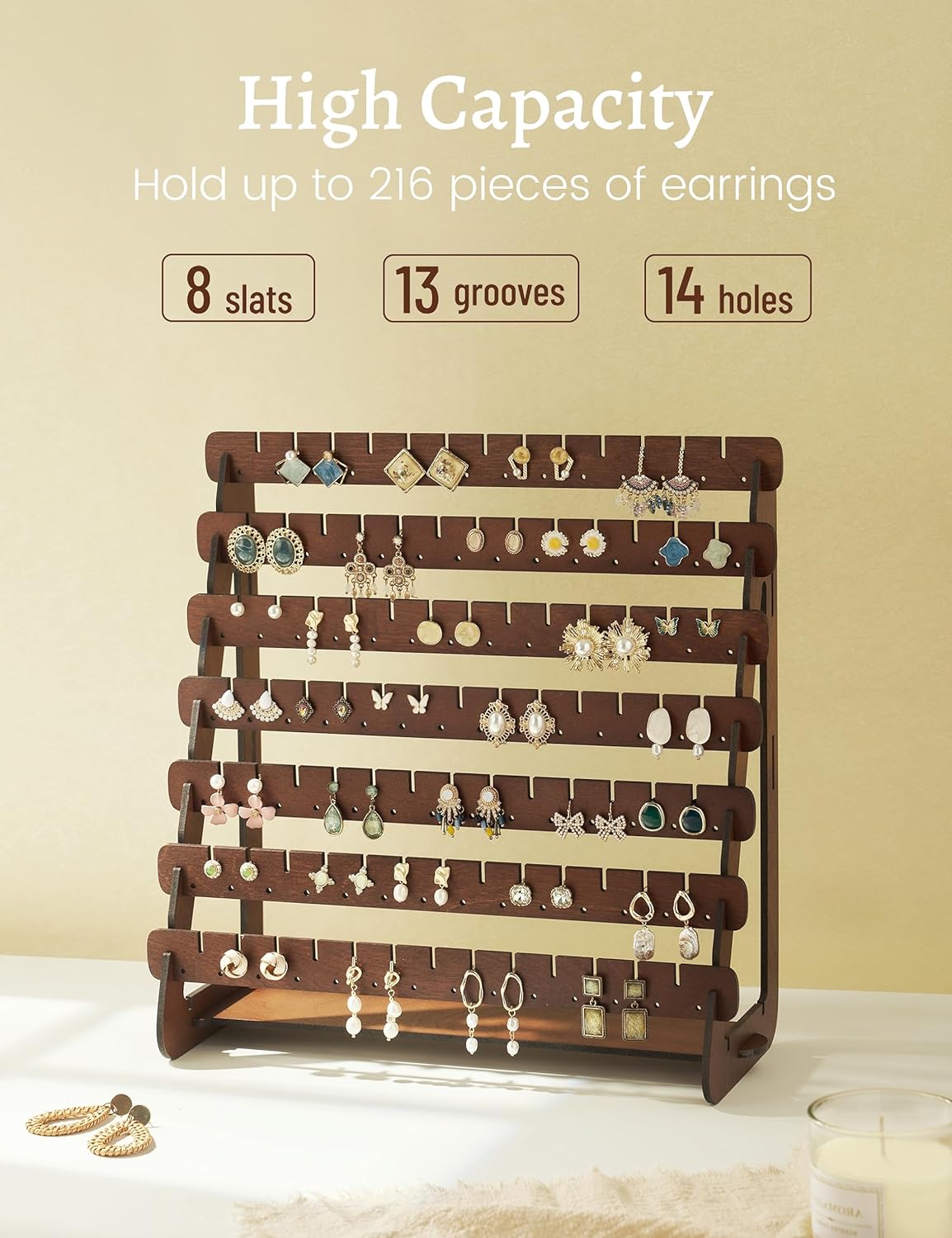 Wood Earring Stand Organizer Stud Earrings