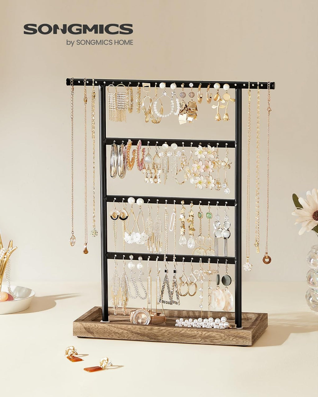 4-Tier Earring Holder Organizer Stand