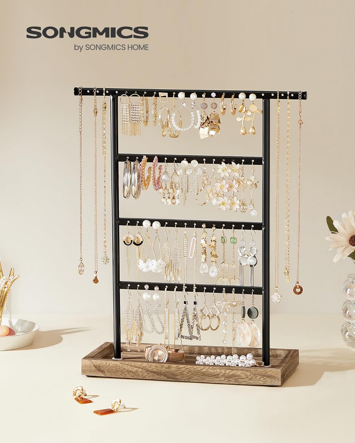 4-Tier Earring Holder Organizer Stand