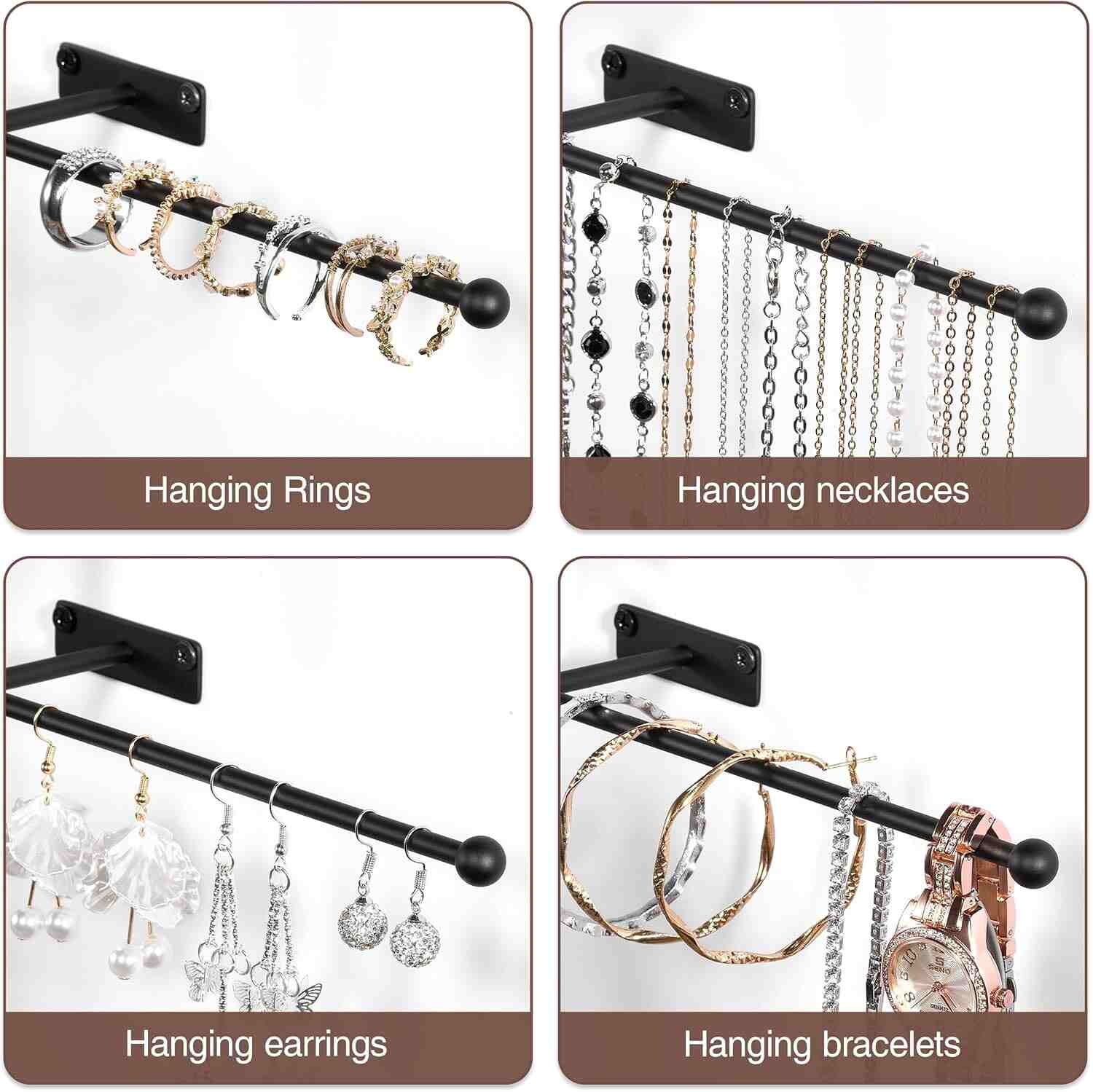13.7'' Set of 2 Metal Wall hanging Jewelry Organizer
