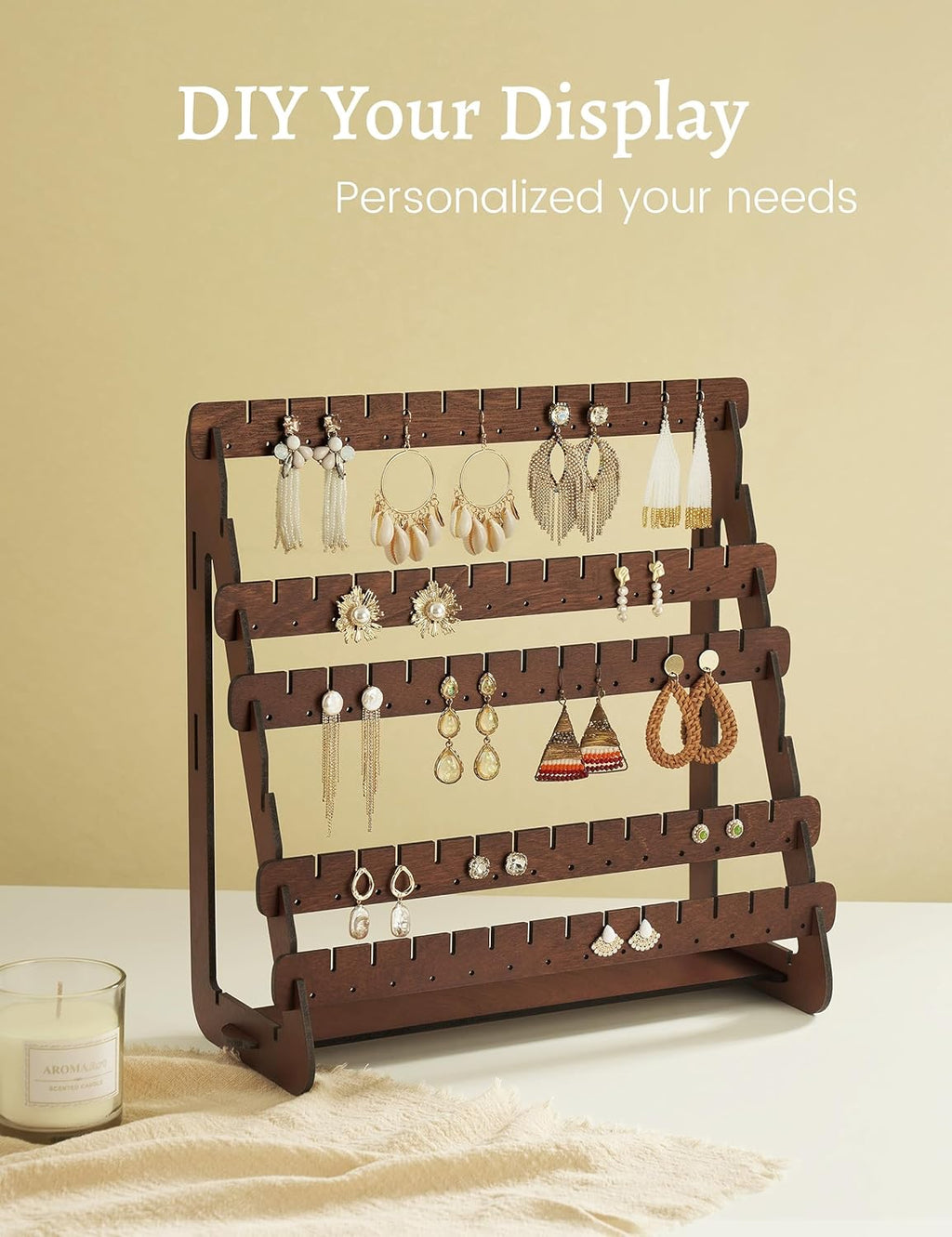 Wood Earring Stand Organizer Stud Earrings