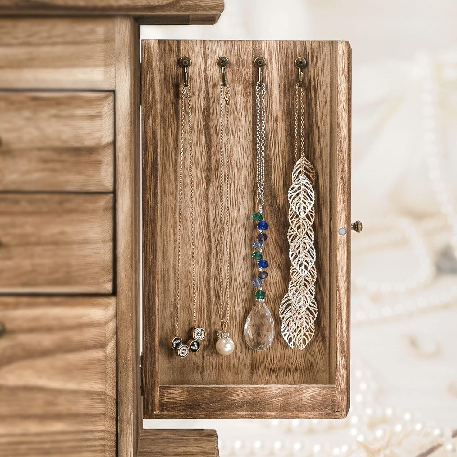 Jewelry Box for Women, Rustic Wooden Jewelry Box