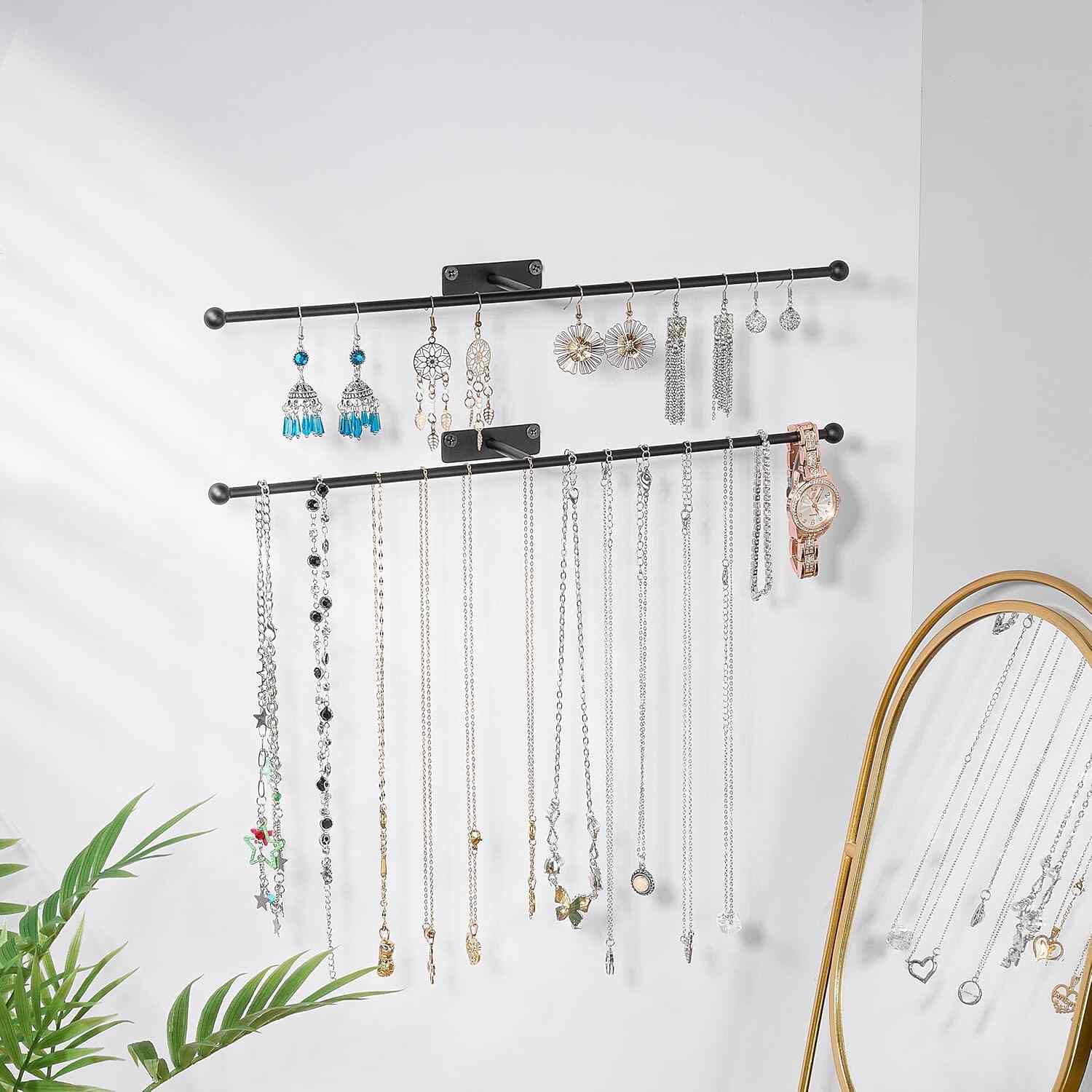 13.7'' Set of 2 Metal Wall hanging Jewelry Organizer