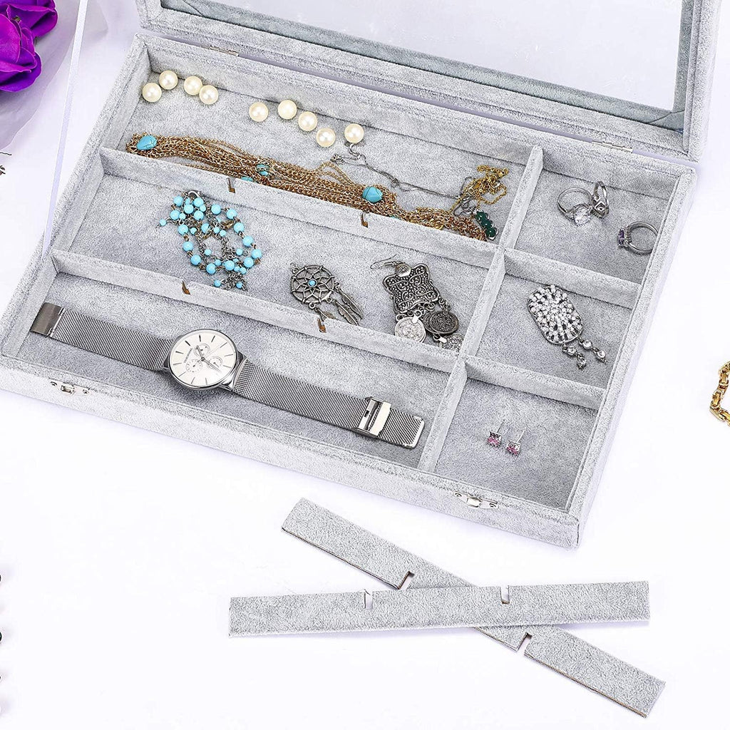 12 Grid Bracelet Organizer Tray with Clear Lid