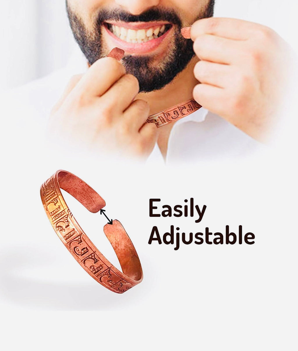 Hand Carved Thick Copper Bracelet Men