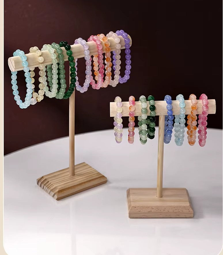 3 Pcs Solid Wood T Bar Bracelet Holder Display Stand