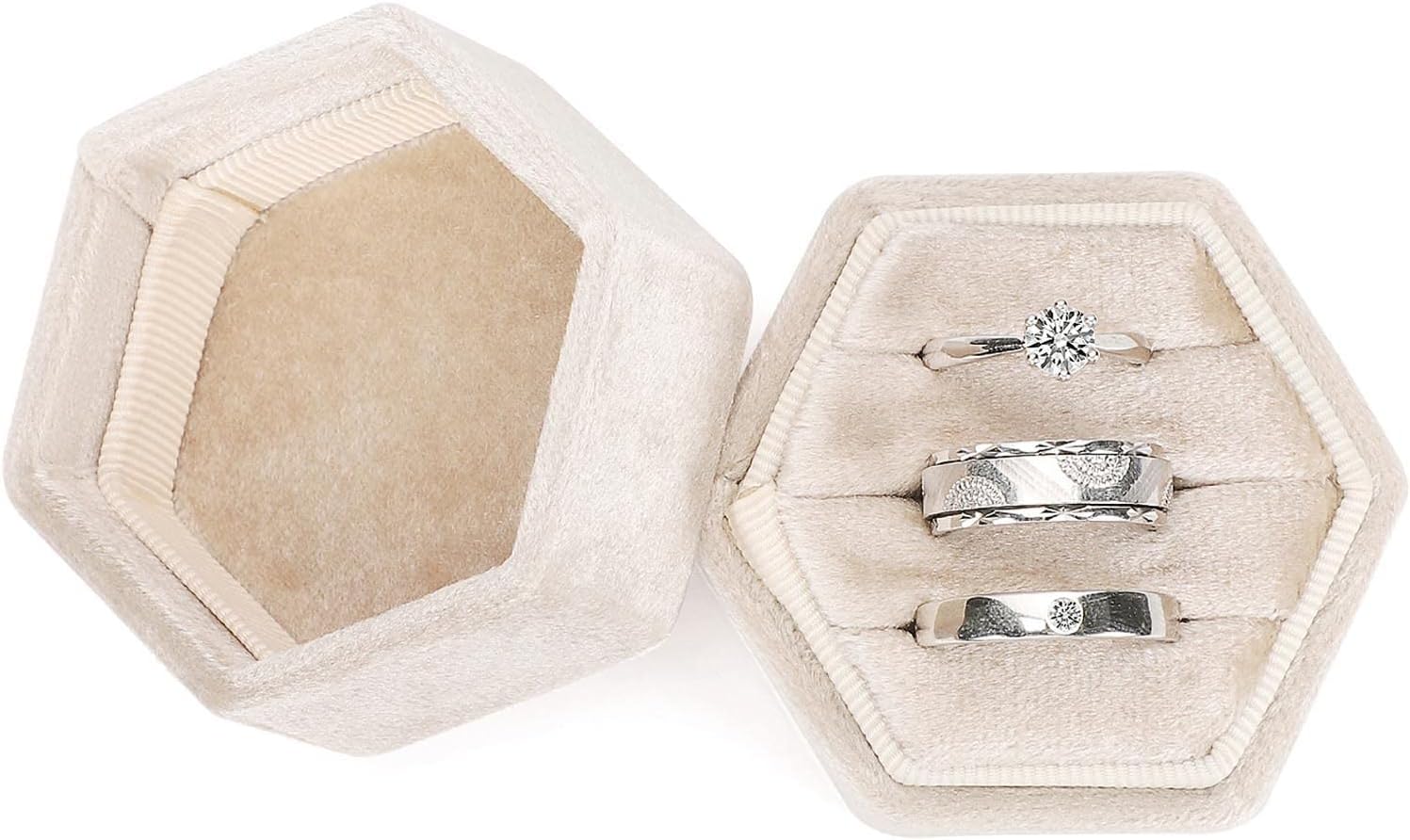 3 Slots Hexagon Ring Gift Box Wedding Ring Box