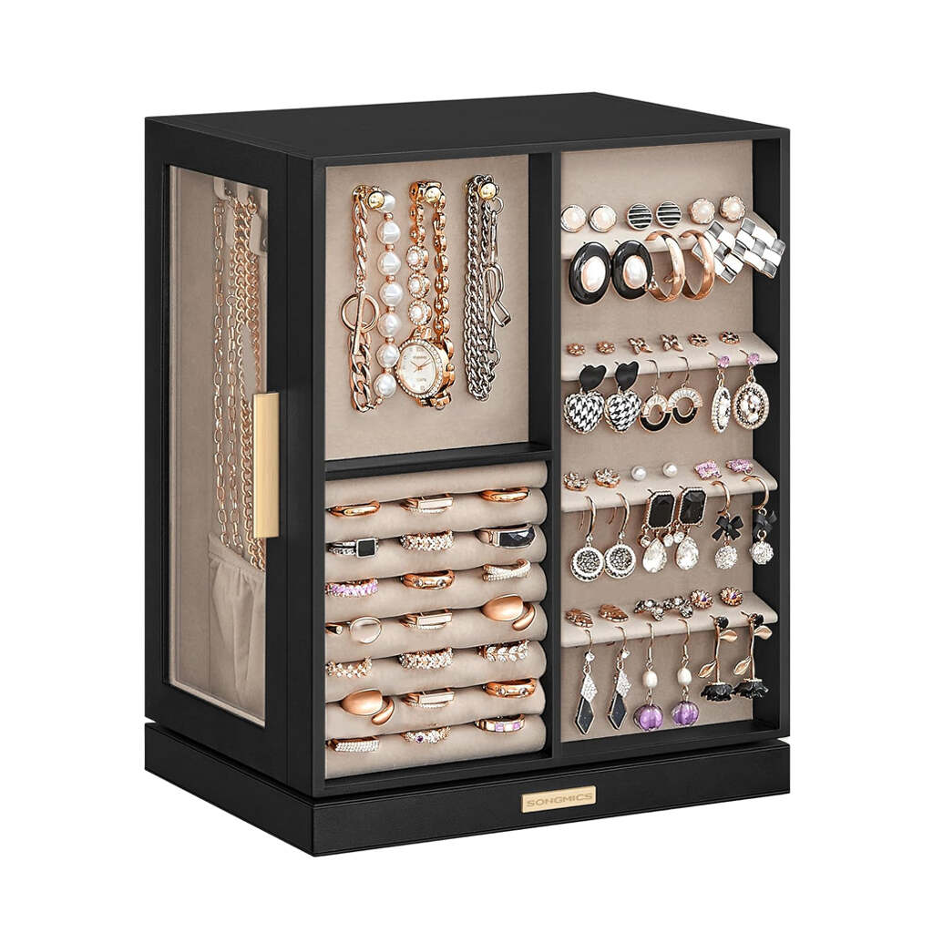 360° Rotating Large Jewelry Storage Case - Black