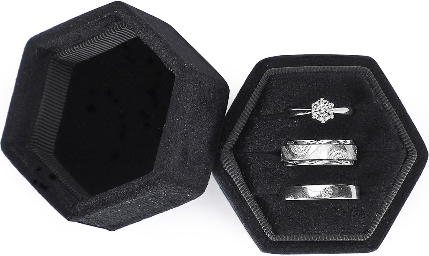 3 Slots Hexagon Ring Gift Box Wedding Ring Box