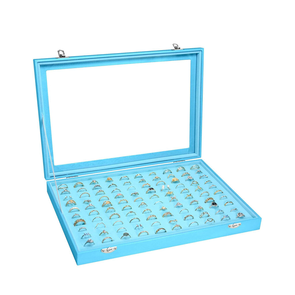 100 Slots Ring Display Case with Lid