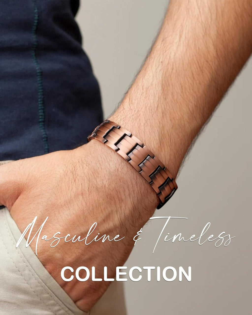 Men's Copper Magnetic Bracelet Elegant 99.99% Solid Copper