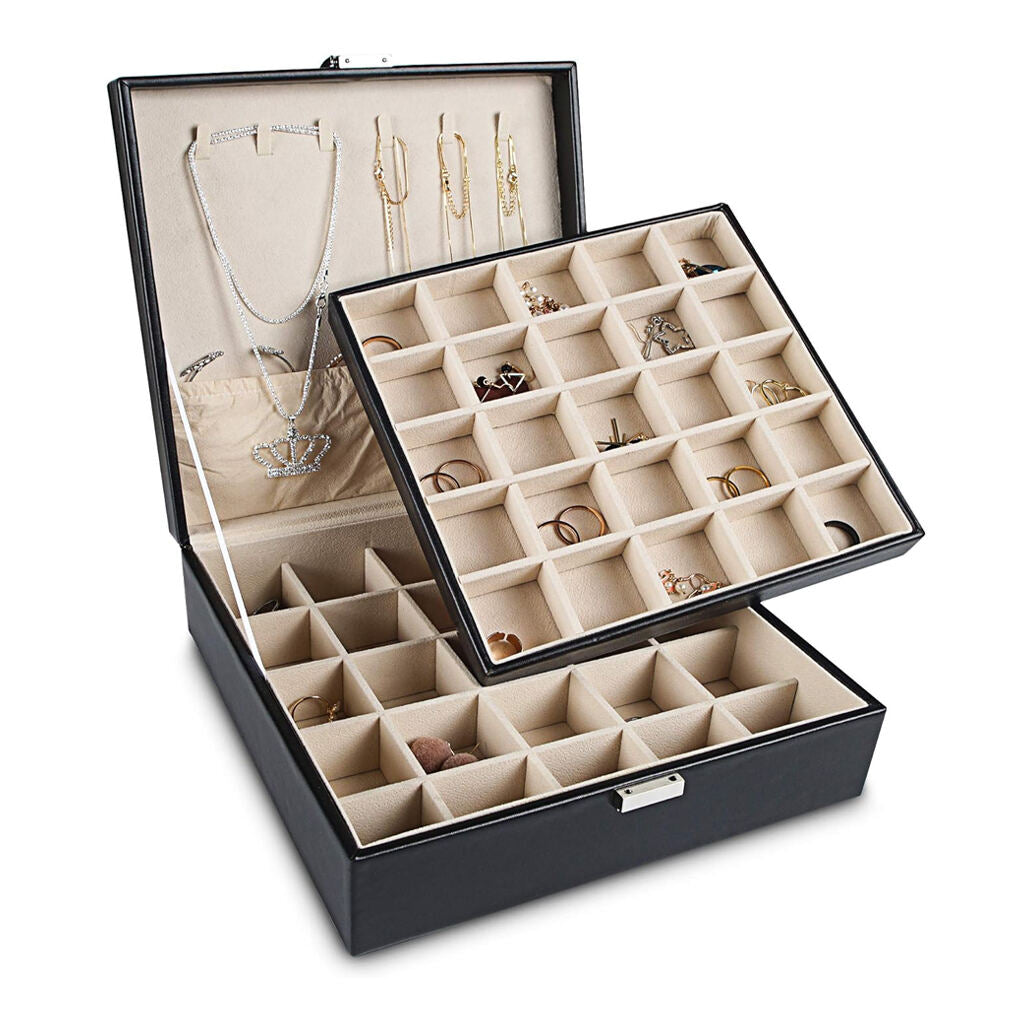50 Slots Double Layer Earring Organizer Box