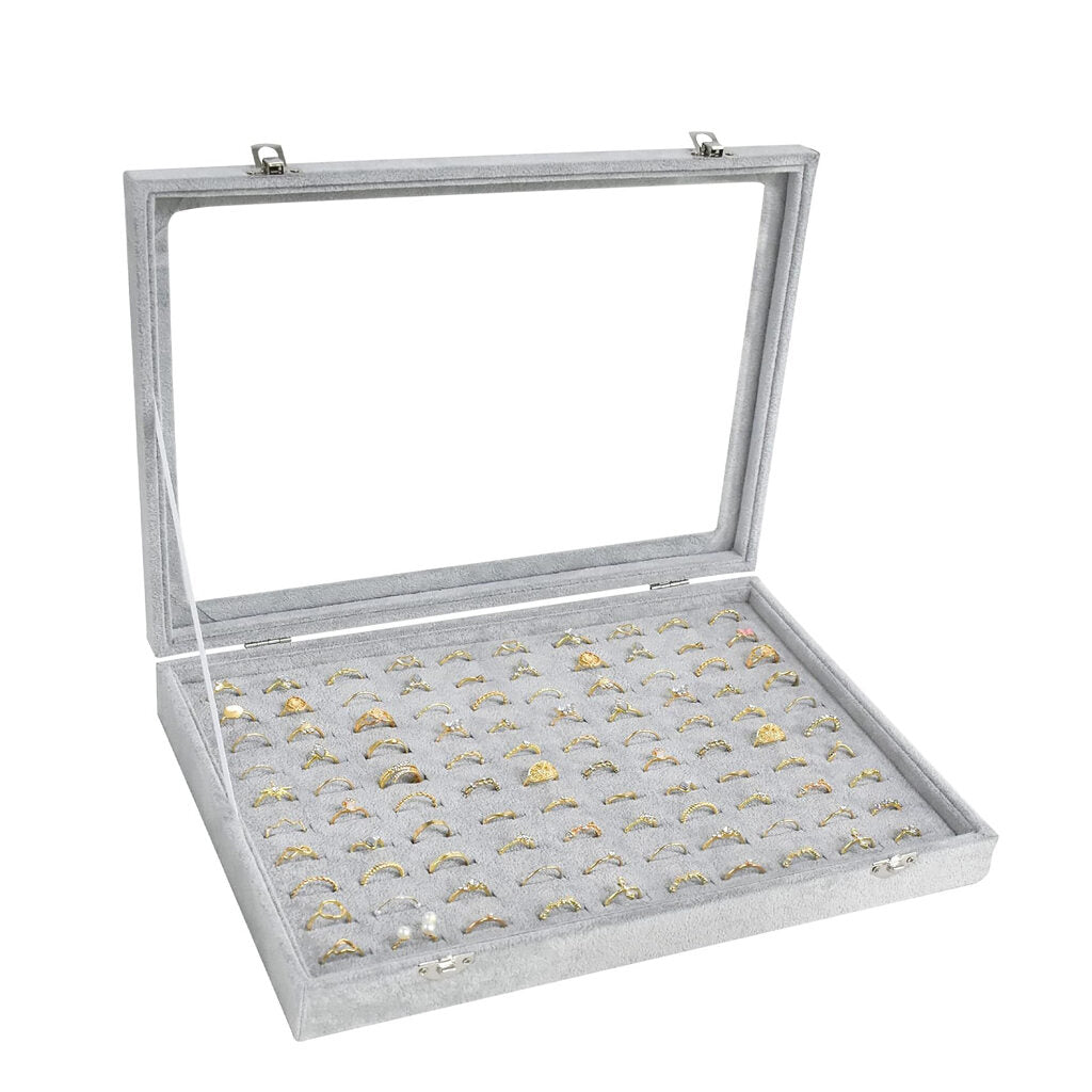 100 Slots Ring Display Case - Sky Blue