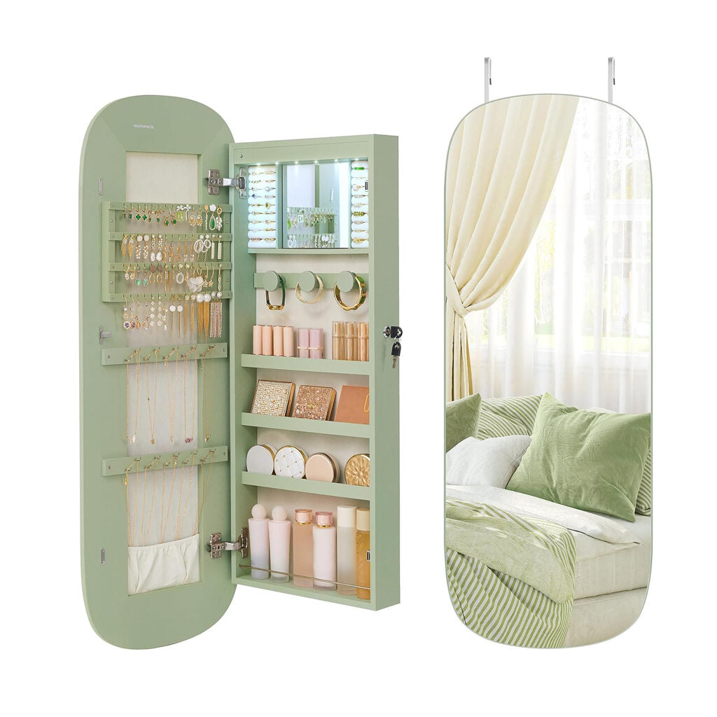 3.9 x 16.5 x 42.5" LED Jewelry Cabinet Wall Door Mounted