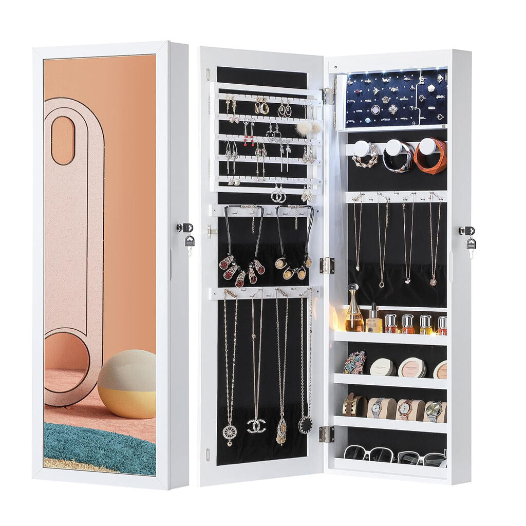 Large Capacity Lockable Jewelry Wall Cabinet with Lock