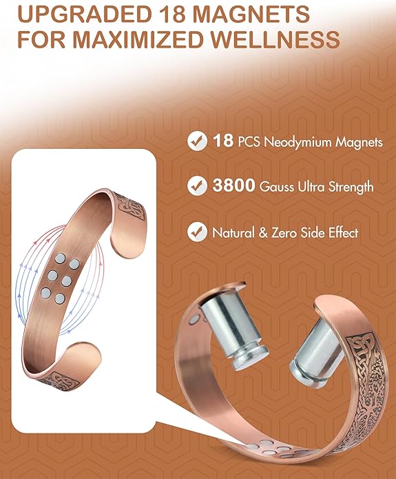 Ultra Strength Magnetic Copper Bracelet for Men & Women