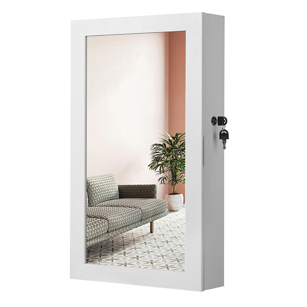 Lockable Jewelry Cabinet Armoire with Mirror