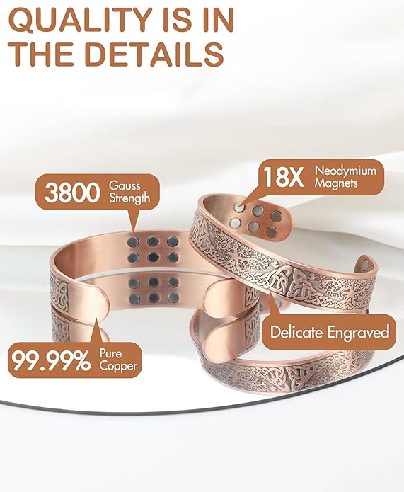 Ultra Strength Magnetic Copper Bracelet for Men & Women