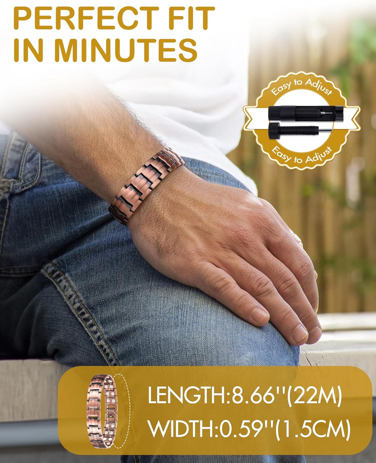 Men's Copper Magnetic Bracelet Elegant 99.99% Solid Copper