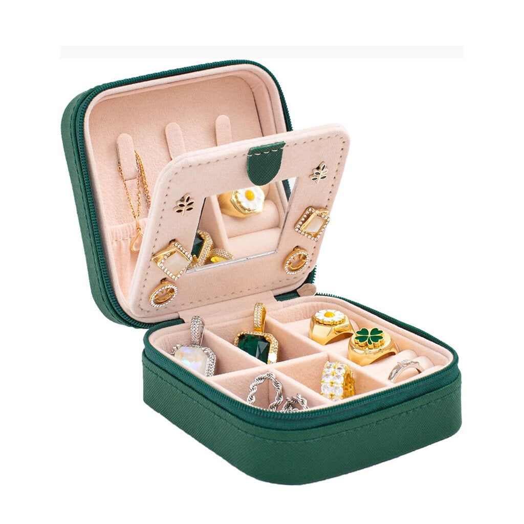 Mini Travel Jewelry Case and Organizer with Mirror