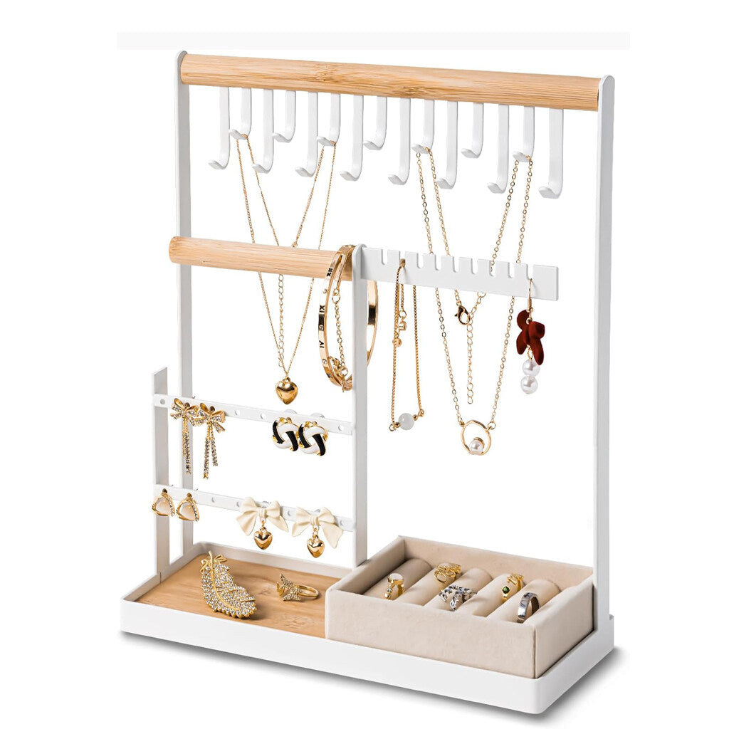 Jewelry Organizer Stand with Velvet Ring Holder