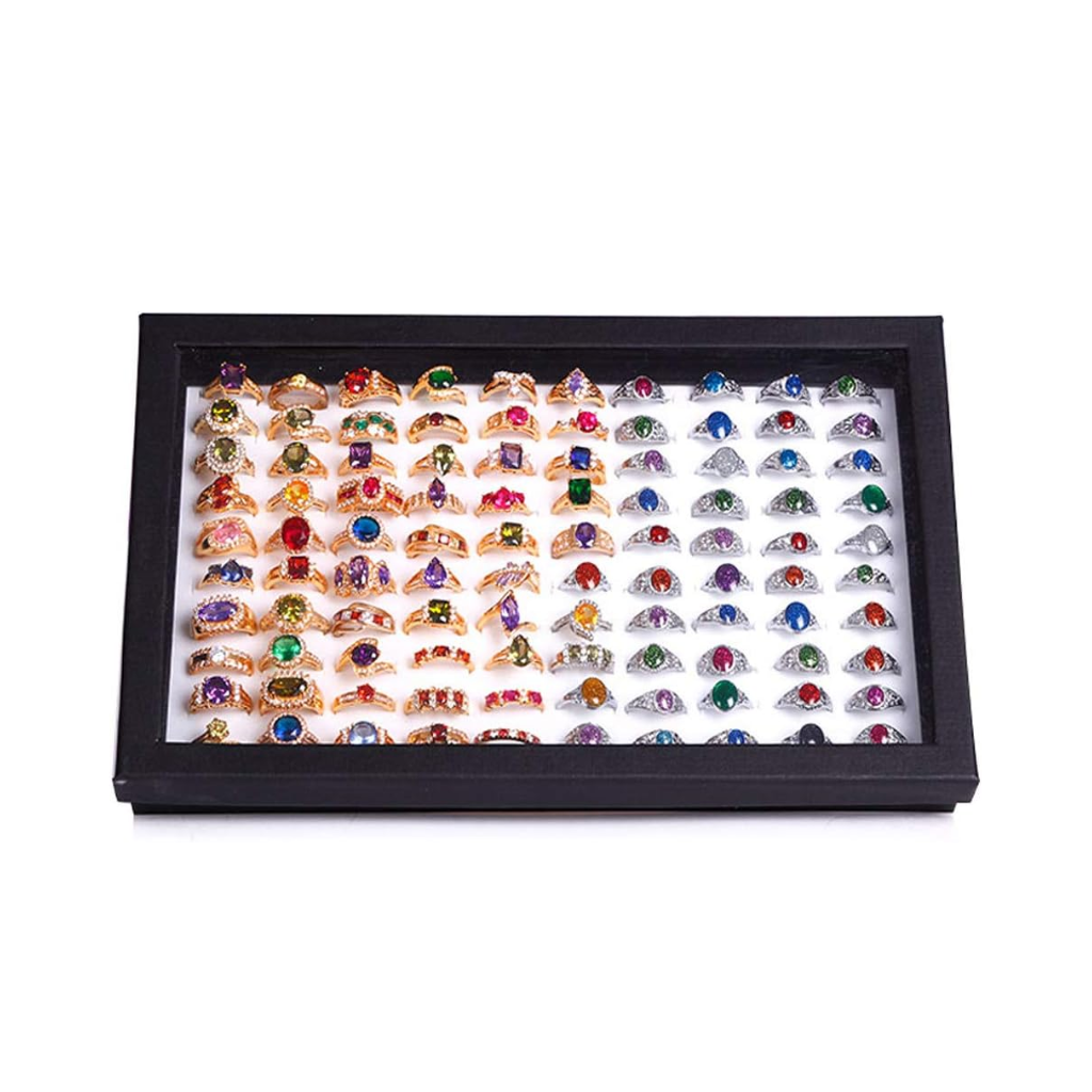 Rings Display Tray Velvet 100 Slot Case