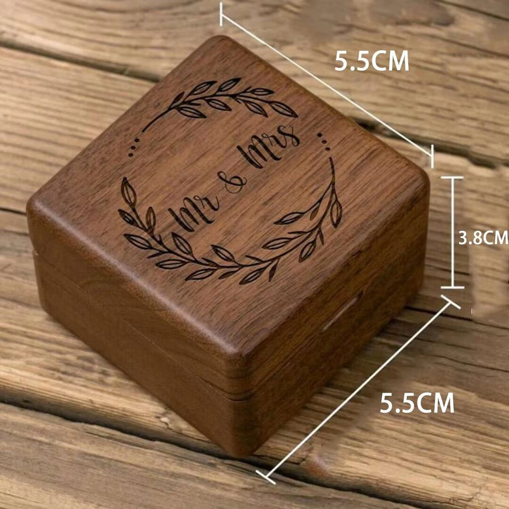 Mrs & Mr Wedding Ring Wooden Box Engraving