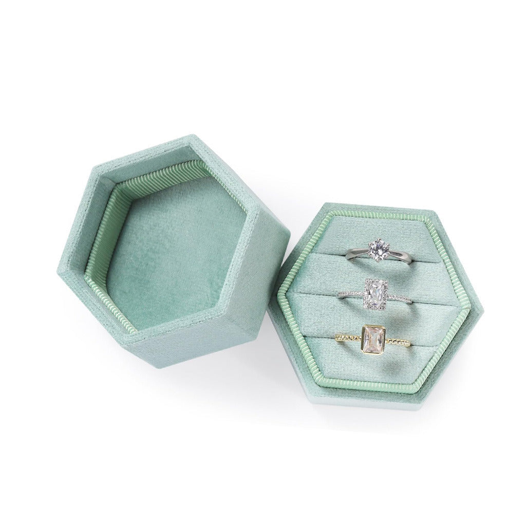 Velvet Ring Box Storage 3 Slots  for Wedding