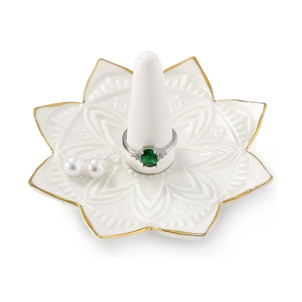 Ceramic Ring Holder for Jewelry White Ring Dish