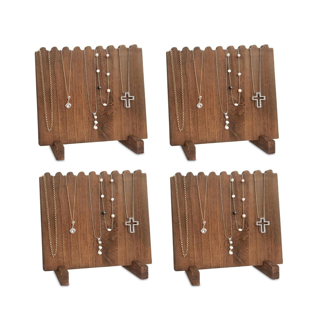 Set of 4 Wood Necklace Jewelry Display Stand