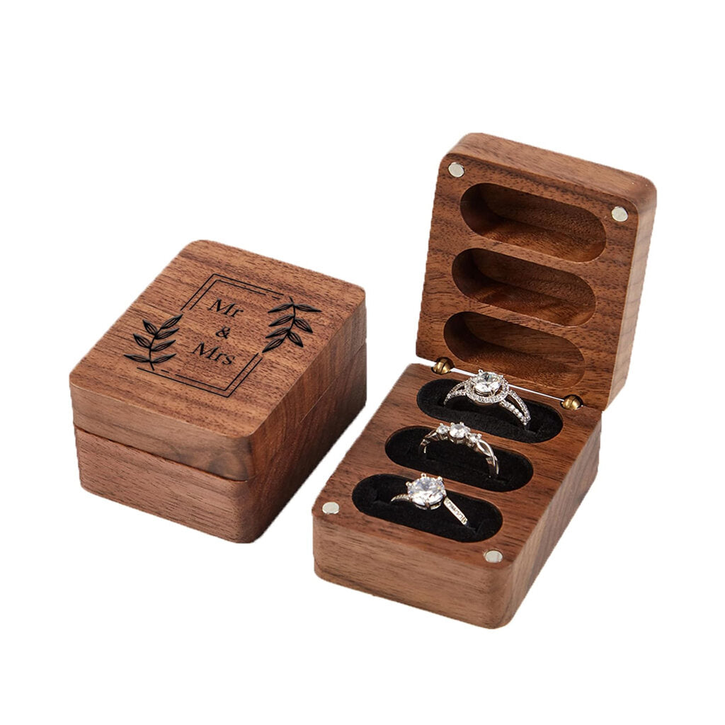 Wooden Ring Box for Wedding Ceremony Ring Bearer Box